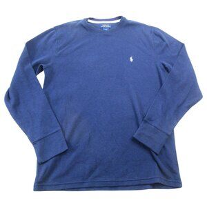 Polo Ralph Lauren Sleep Shirt Mens‎ Large Navy Waffle Knit Long Sleeve Crew Neck